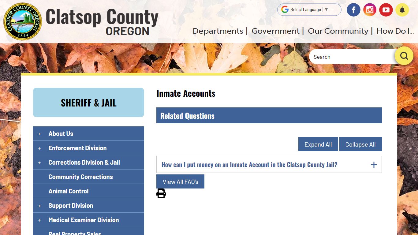 Inmate Accounts | Clatsop County OR